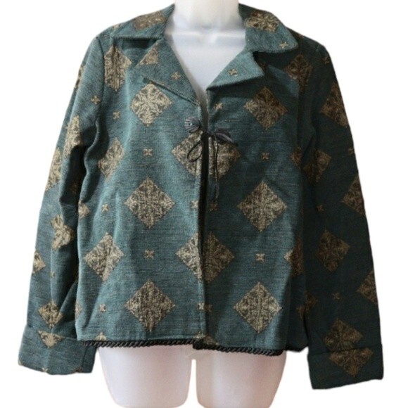 Debra Hodges Handmade Artisan Art To Wear Tapestry Blazer Jacket LG OOAK - Picture 1 of 13